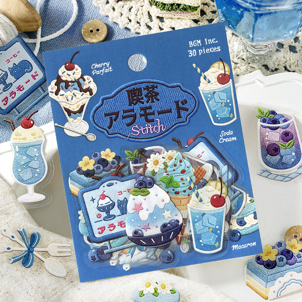 BGM Foil-Stamped Clear Stickers – Kissa À la Mode: Embroidery Book Blue
