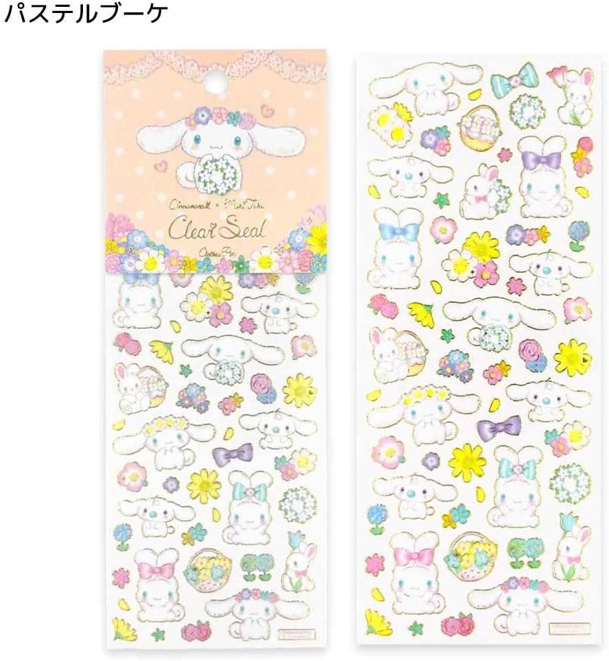 Sanrio Takei Miki x Cinnamoroll Clear Sticker Sheet - Pastel Bouquet - Clothes Pin