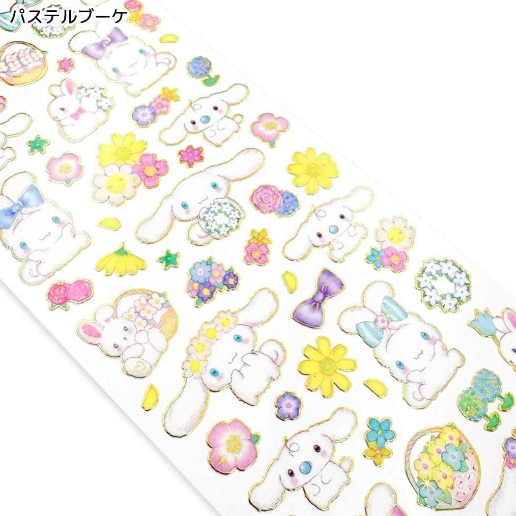 Sanrio Takei Miki x Cinnamon Roll Clear Sticker Sheet - Pastel Bouquet - Clothes Pin