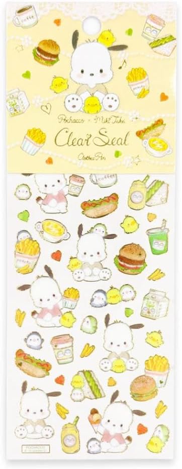 Sanrio Takei Miki x Pochacco Clear Sticker Sheet - Natural Food - Clothes Pin