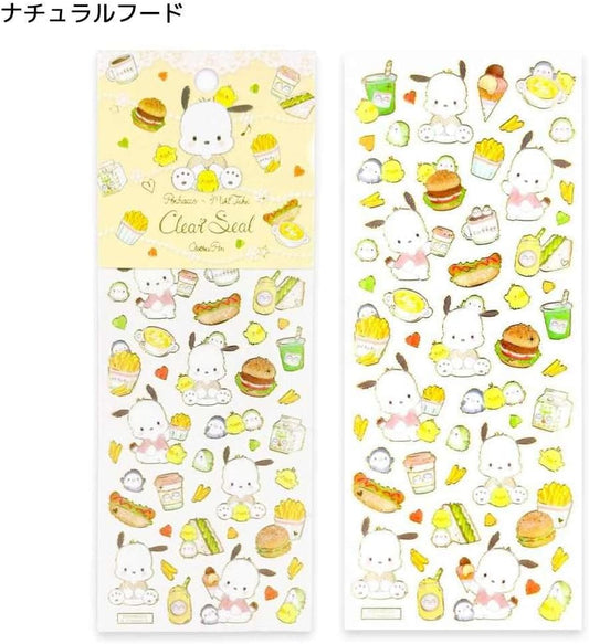 Sanrio Takei Miki x Pochacco Clear Sticker Sheet - Natural Food - Clothes Pin
