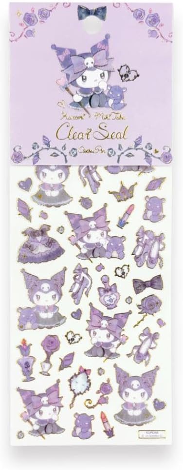 Sanrio Takei Miki x Kuromi Clear Sticker Sheet - Dark Feminine - Clothes Pin
