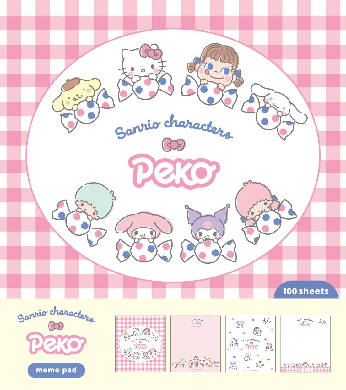 Sanrio x PEKO Memo Pad - Pink Checker | Papermind Shop
