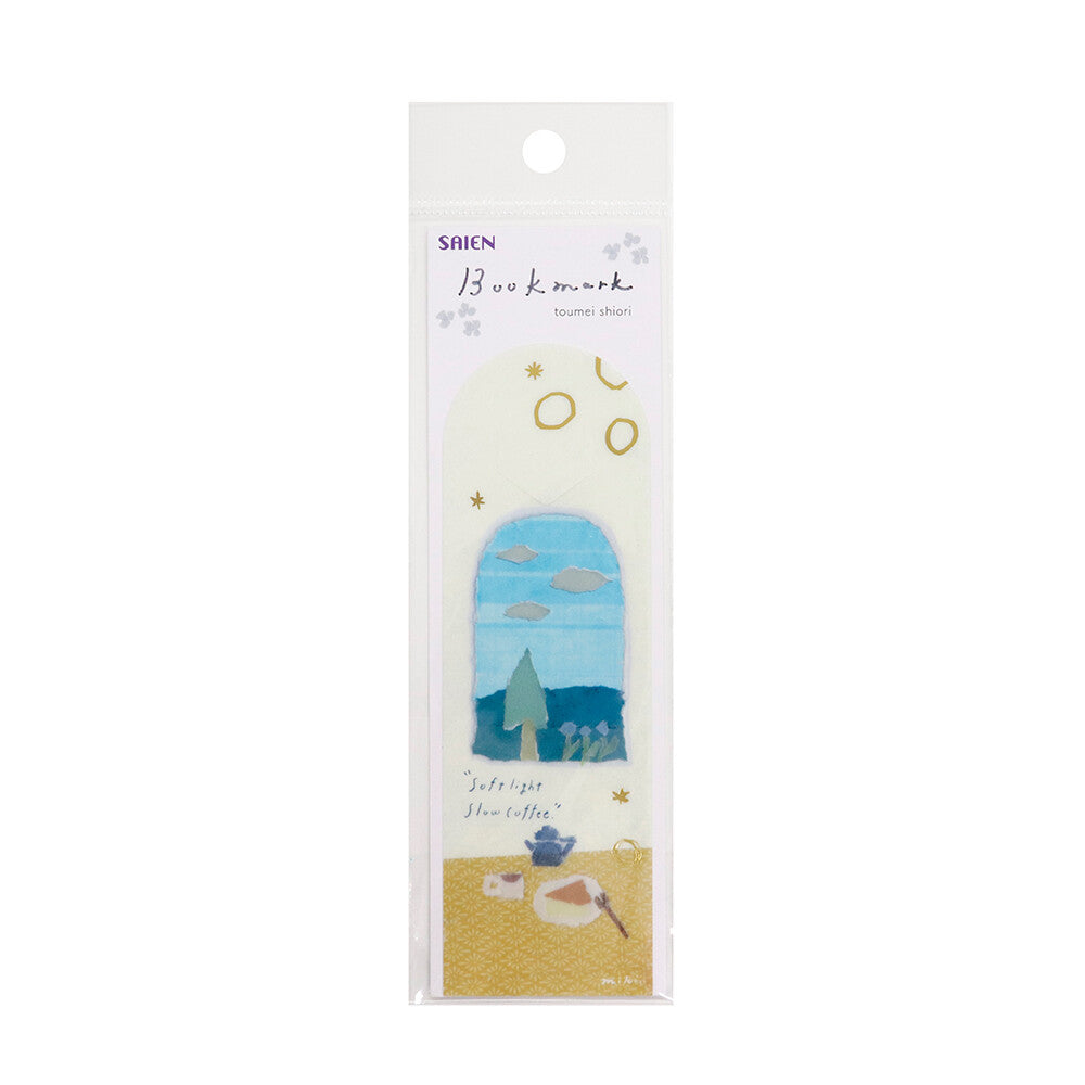Kamiiso Saien Miki Tamura Transparent Bookmark Gold Foiled - Soft Light Slow Coffee | Papermind Shop