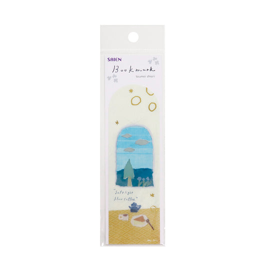 Kamiiso Saien Miki Tamura Transparent Bookmark Gold Foiled - Soft Light Slow Coffee | Papermind Shop