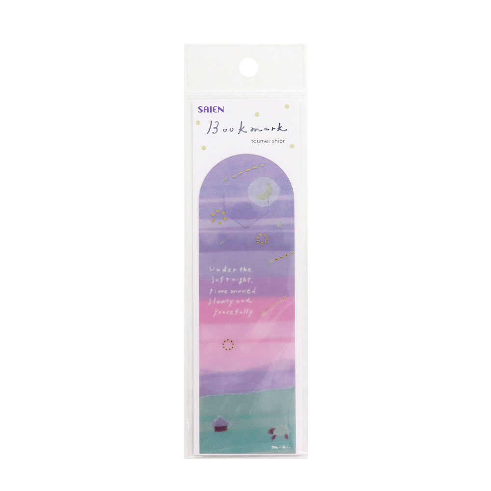 Kamiiso Saien Miki Tamura Transparent Bookmark Gold Foiled - Soft night | Papermind Shop