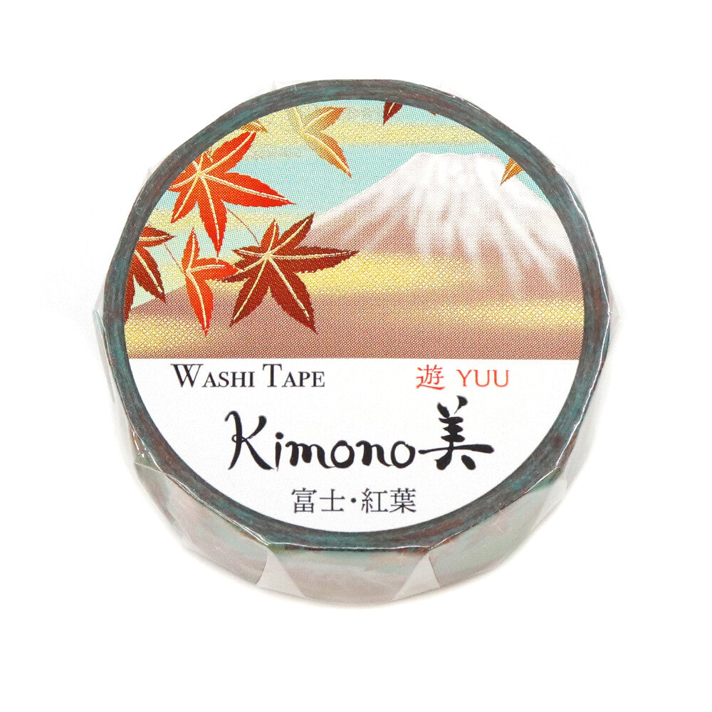 Kamiiso Sansyo 15mm Washi Tape - Kimono Fuji & Autumn Leaves | Papermind Shop