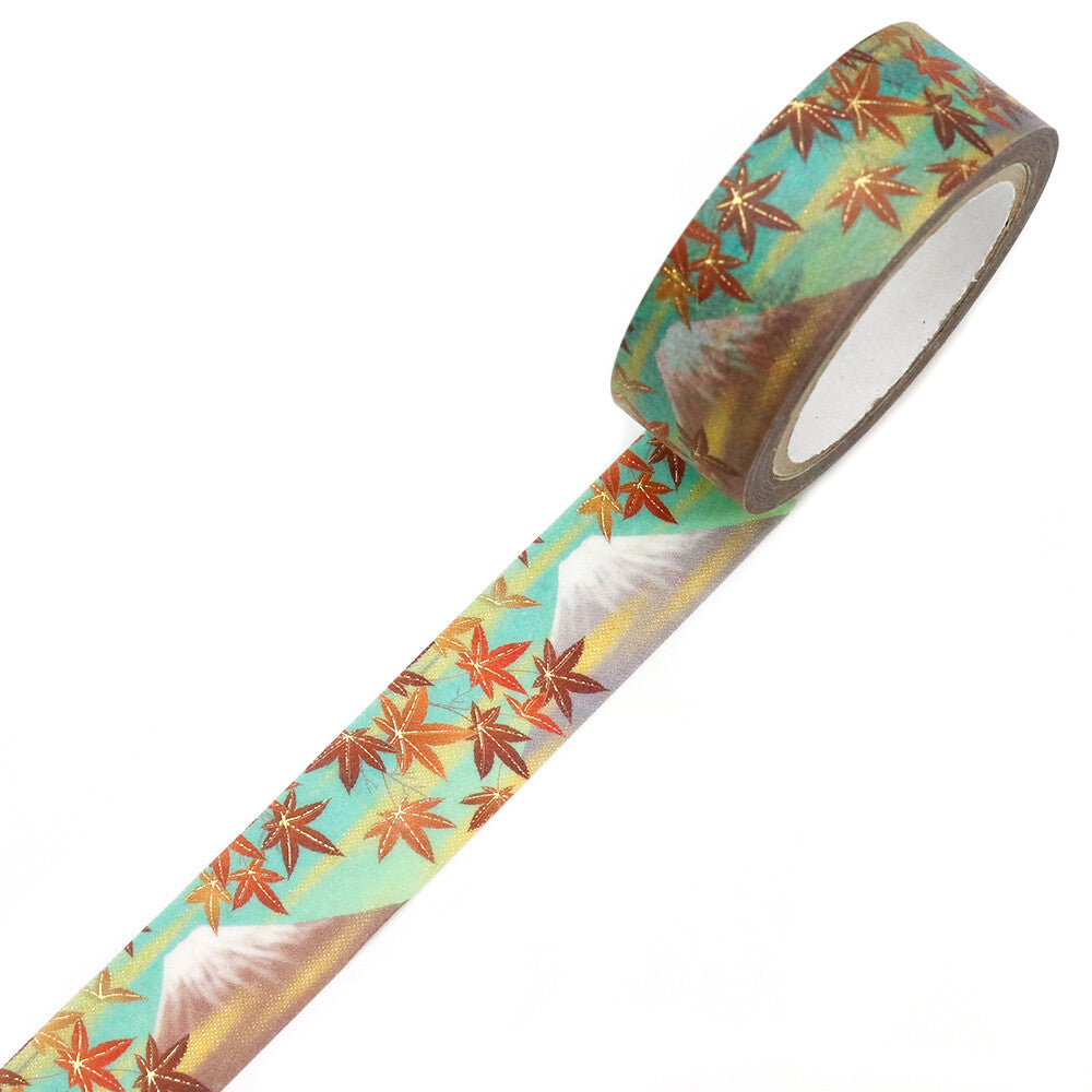 Kamiiso Sansyo 15mm Washi Tape - Kimono Fuji & Autumn Leaves | Papermind Shop