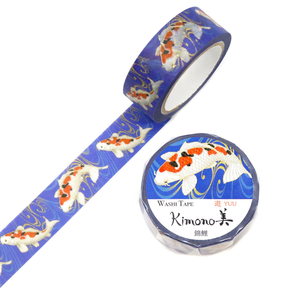 Kamiiso Sansyo 15mm Washi Tape - Kimono Nishikigoi Koi Fish | Papermind Shop