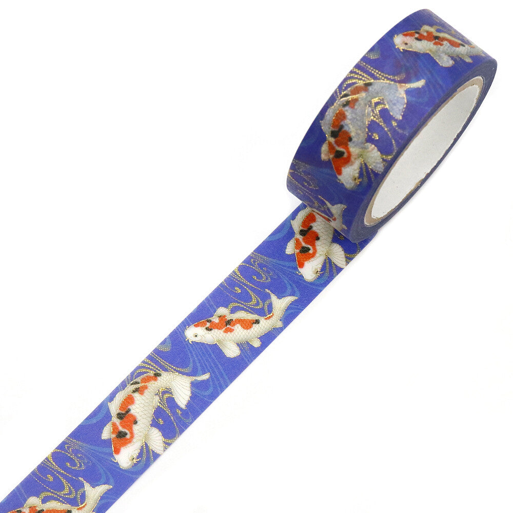 Kamiiso Sansyo 15mm Washi Tape - Kimono Nishikigoi Koi Fish | Papermind Shop