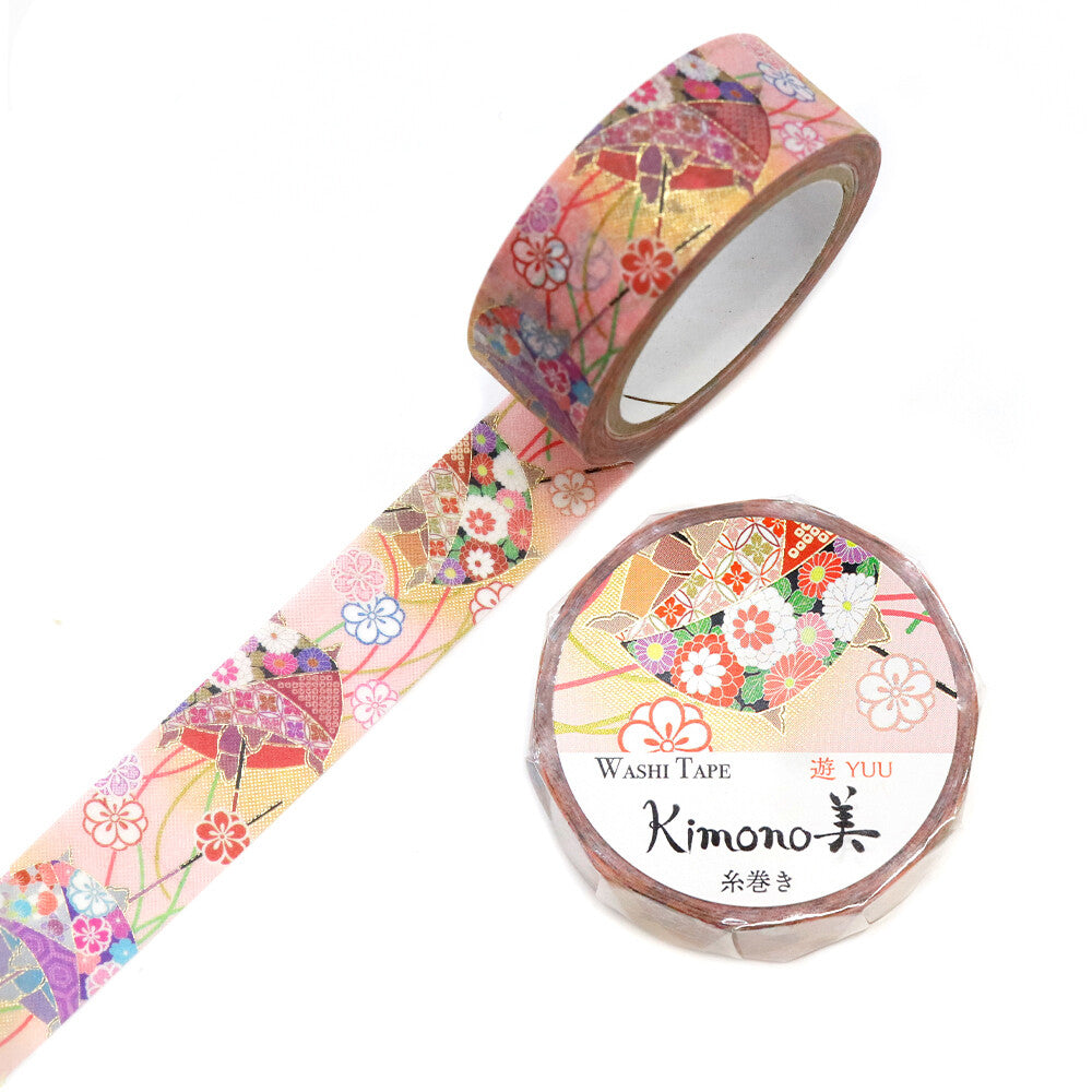 Kamiiso Sansyo 15mm Washi Tape - Kimono Spool of Thread | Papermind Shop