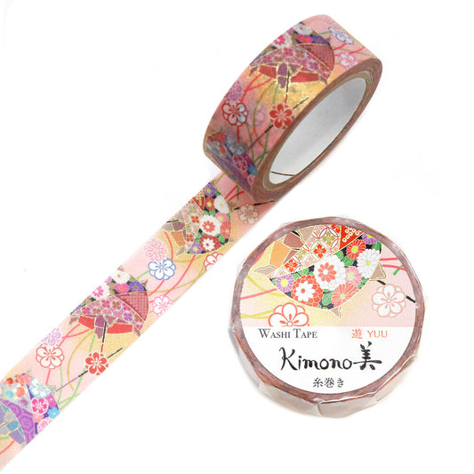 Kamiiso Sansyo 15mm Washi Tape - Kimono Spool of Thread | Papermind Shop