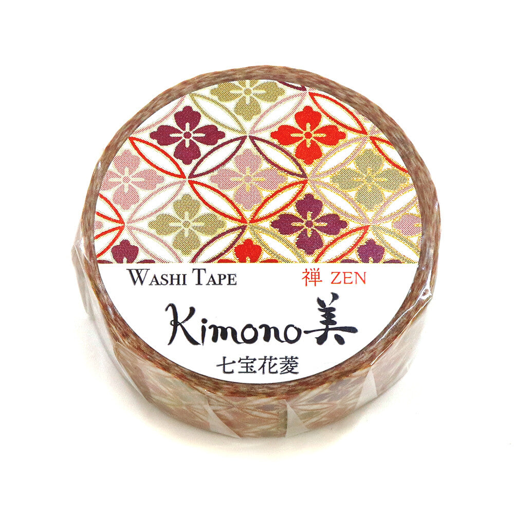Kamiiso Sansyo 15mm Washi Tape - Kimono Shippo Hanabishi Pattern | Papermind Shop