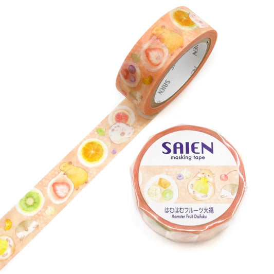 Kamiiso Saien 15mm Washi Tape - Hamster Daifuku | Papermind Shop