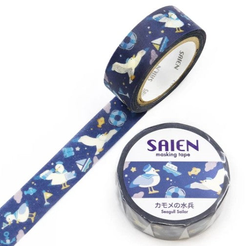 Kamiiso Saien 15mm Washi Tape - Seagull Sailor | Papermind Shop