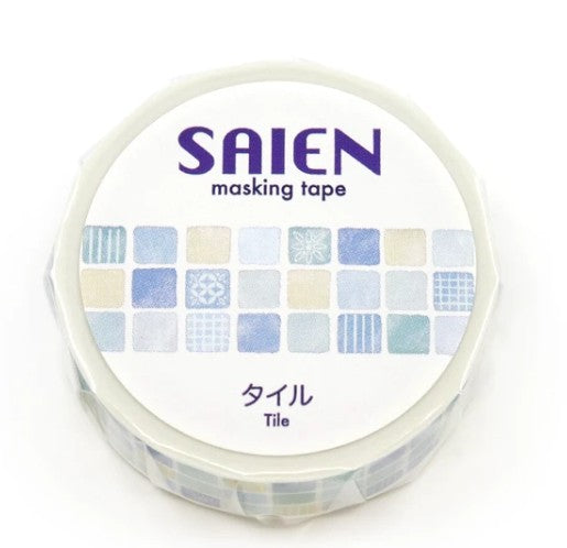 Kamiiso Saien 15mm Washi Tape - Blue Tile | Papermind Shop