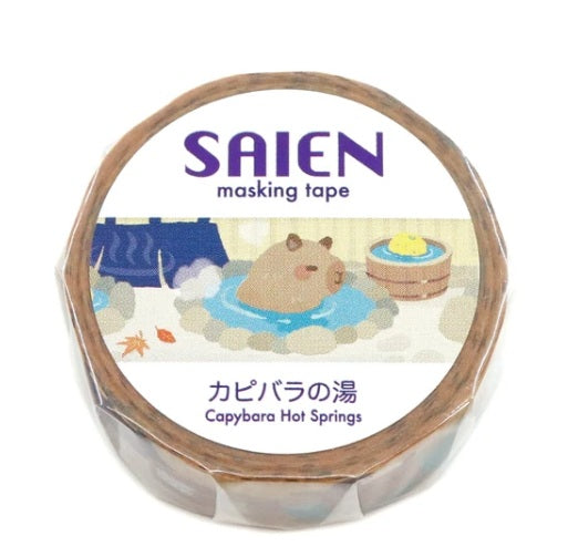 Kamiiso Saien 15mm Washi Masking Tape - Capybara in Hot Spring - Shop 15mm Washi Tapes and Japanese Stationery at Papermind Stationery Shop