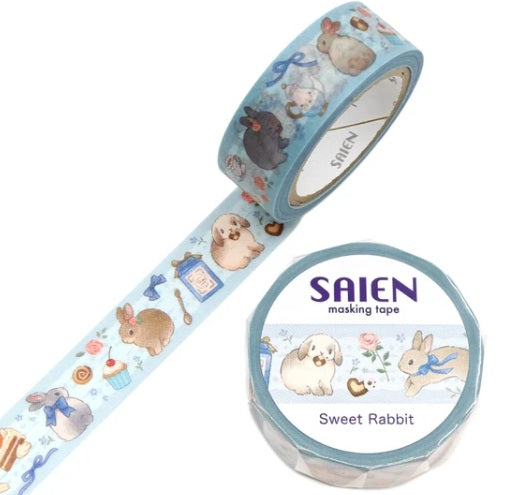 Kamiiso Saien 15mm Washi Masking Tape - Sweet Rabbit