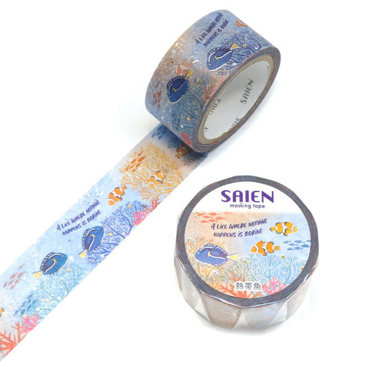Kamiiso Sansyo 20mm Washi Tape - Saien Marine Life Tropical Fish | Papermind Shop