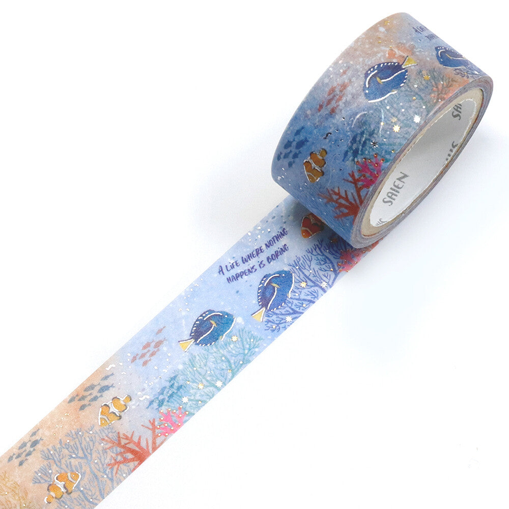 Kamiiso Sansyo 20mm Washi Tape - Saien Marine Life Tropical Fish | Papermind Shop