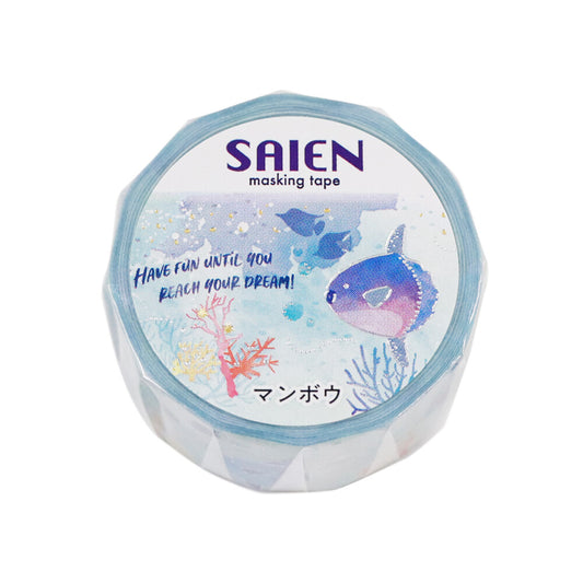Kamiiso Sansyo 20mm Washi Tape - Saien Marine Life Ocean Sunfish | Papermind Shop