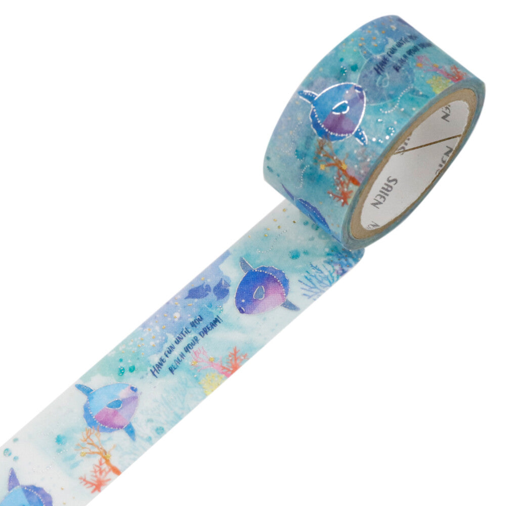 Kamiiso Sansyo 20mm Washi Tape - Saien Marine Life Ocean Sunfish | Papermind Shop