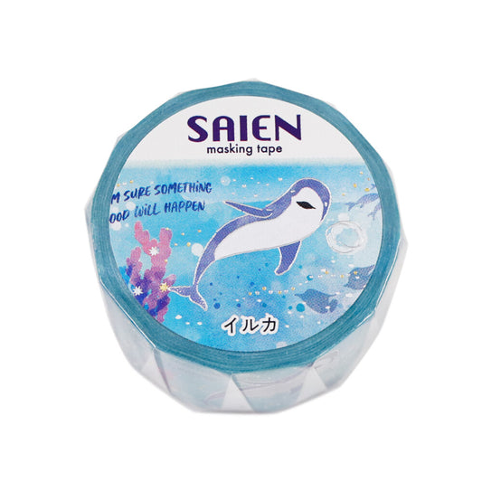 Kamiiso Sansyo 20mm Washi Tape - Saien Marine Life Dolphin | Papermind Shop