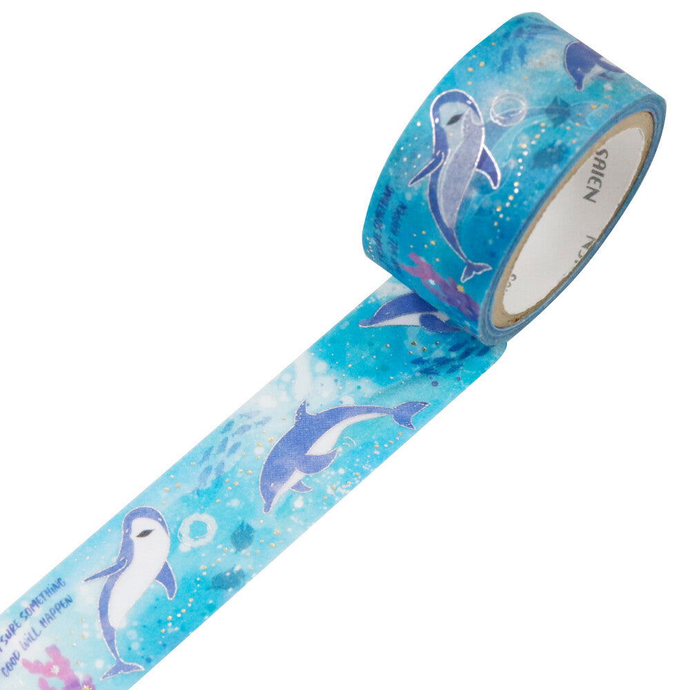 Kamiiso Sansyo 20mm Washi Tape - Saien Marine Life Dolphin | Papermind Shop