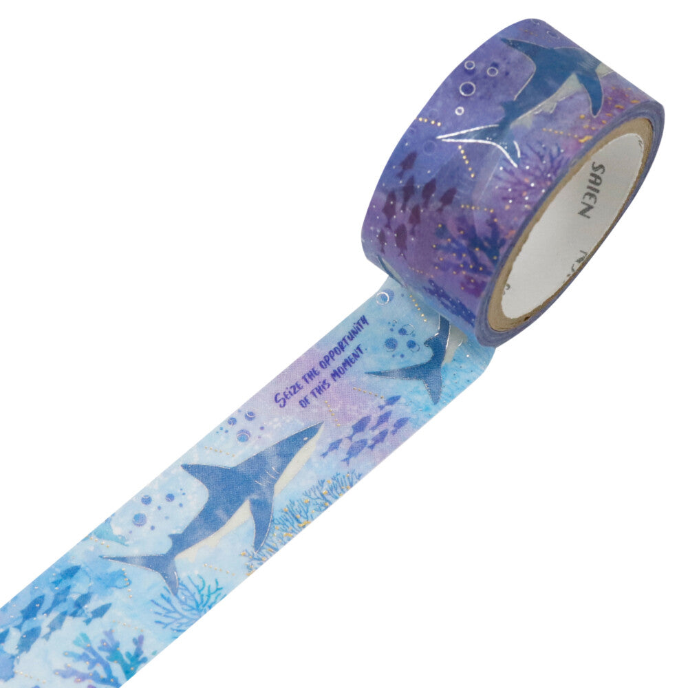 Kamiiso Sansyo 20mm Washi Tape - Saien Marine Life Shark | Papermind Shop