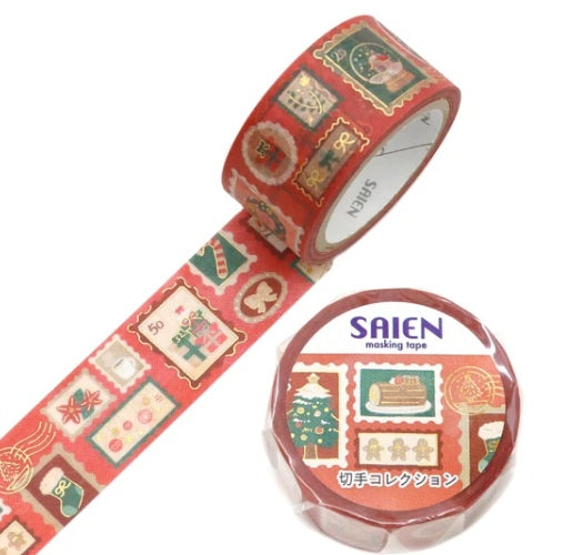 Kamiiso Saien 20mm Washi Masking Tape Gold Foiled [Winter2026] - Stamp Collection | Papermind Shop