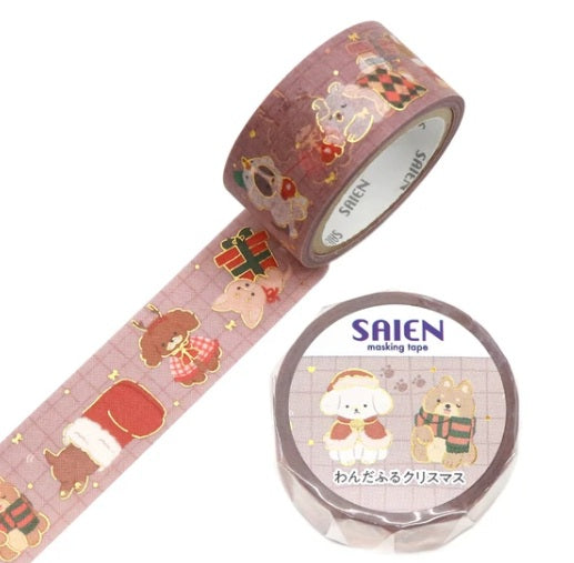 Kamiiso Saien 20mm Washi Masking Tape Gold Foiled [Winter2026] - Wonderful Christmas | Papermind Shop