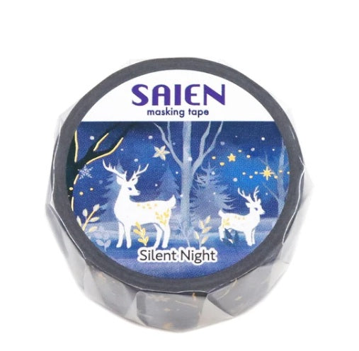 Kamiiso Saien 20mm Washi Masking Tape Gold Foiled [Winter2026] - Silent Night  | Papermind Shop