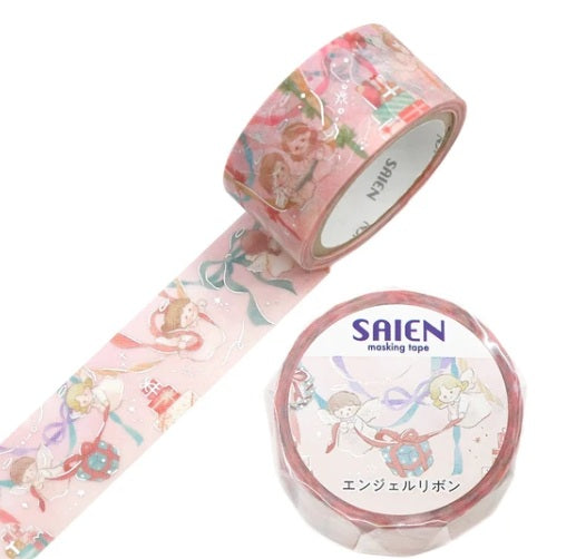 Kamiiso Saien 20mm Washi Masking Tape Silver Foiled [Winter2026] - Angel Ribbon | Papermind Shop