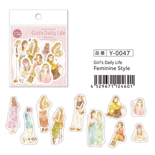 Kamiiso SAIEN Flake Stickers - Girl's Daily Life Feminine Style - Shop Flake Stickers and Japanese Stationery at Papermind Stationery Shop