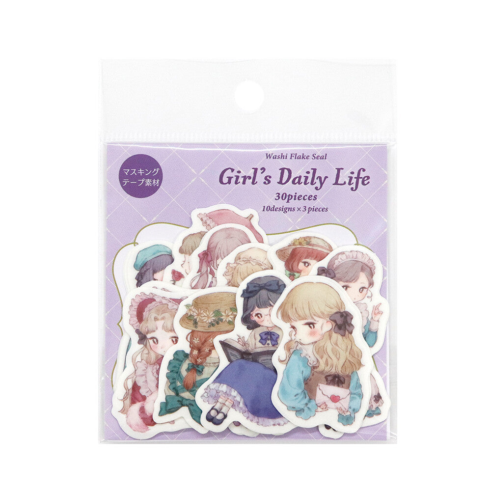 Kamiiso SAIEN Flake Stickers - Girl's Daily Life Classical Style - Shop Flake Stickers and Japanese Stationery at Papermind Stationery Shop