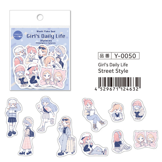Kamiiso SAIEN Flake Stickers - Girl's Daily Life Street Style - Shop Flake Stickers and Japanese Stationery at Papermind Stationery Shop