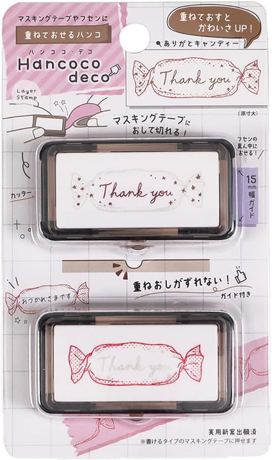Kutsuwa Pre-inked Stamp Hancoco Deco Arigato Candy