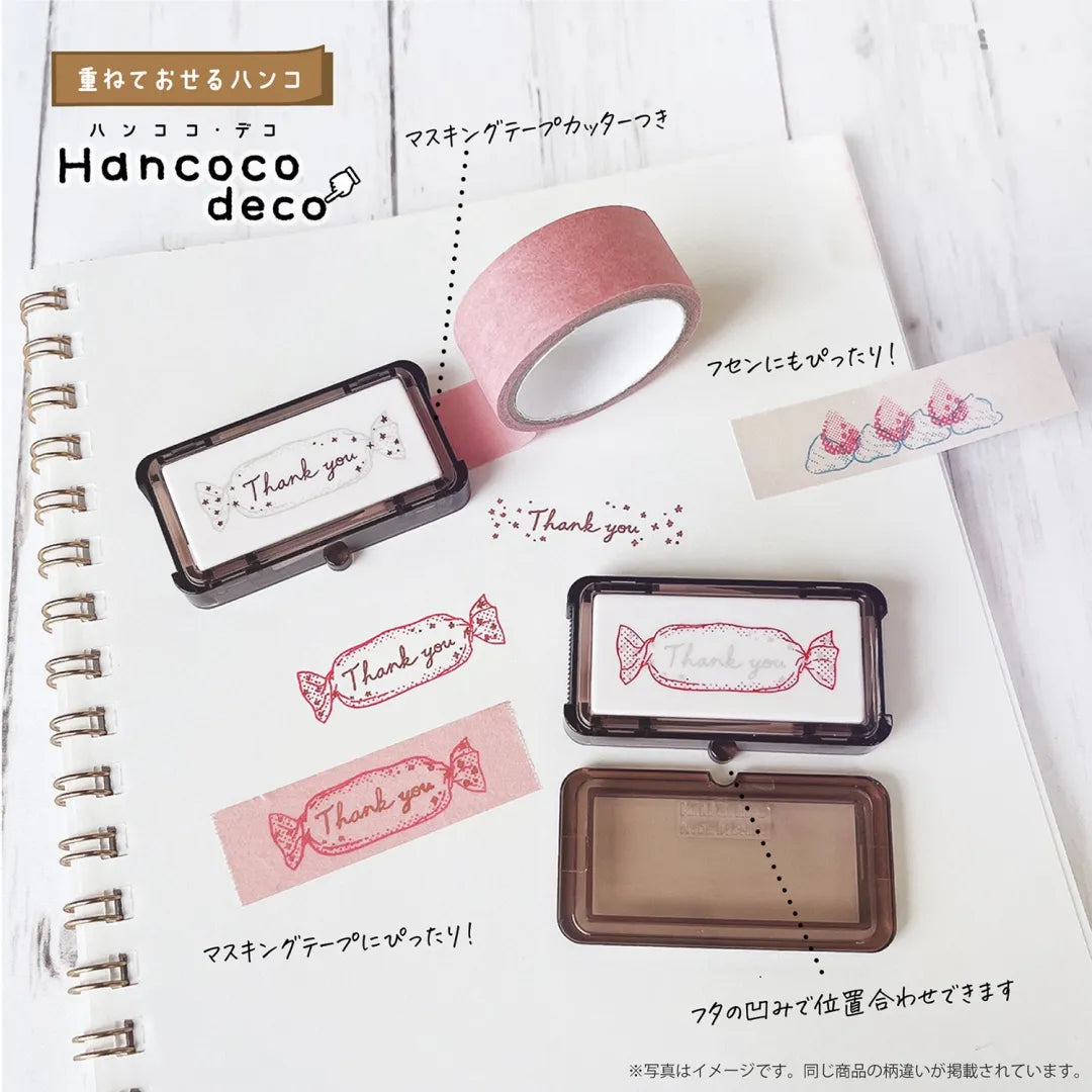 Kutsuwa Pre-inked Stamp Hancoco Deco Arigato Candy