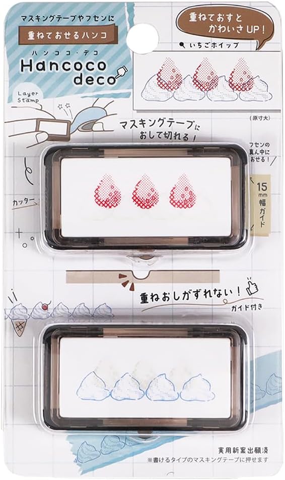 Kutsuwa Pre-inked Stamp Hancoco Deco Strawberry Whip