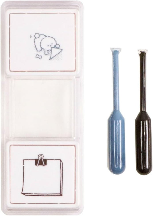 Kutsuwa Hancoco Slide Layered Stamp - Dog & Flipping Note | Papermind Shop