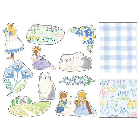 Mind Wave Flake Stickers - Blooming Blue Dog | Papermind Shop