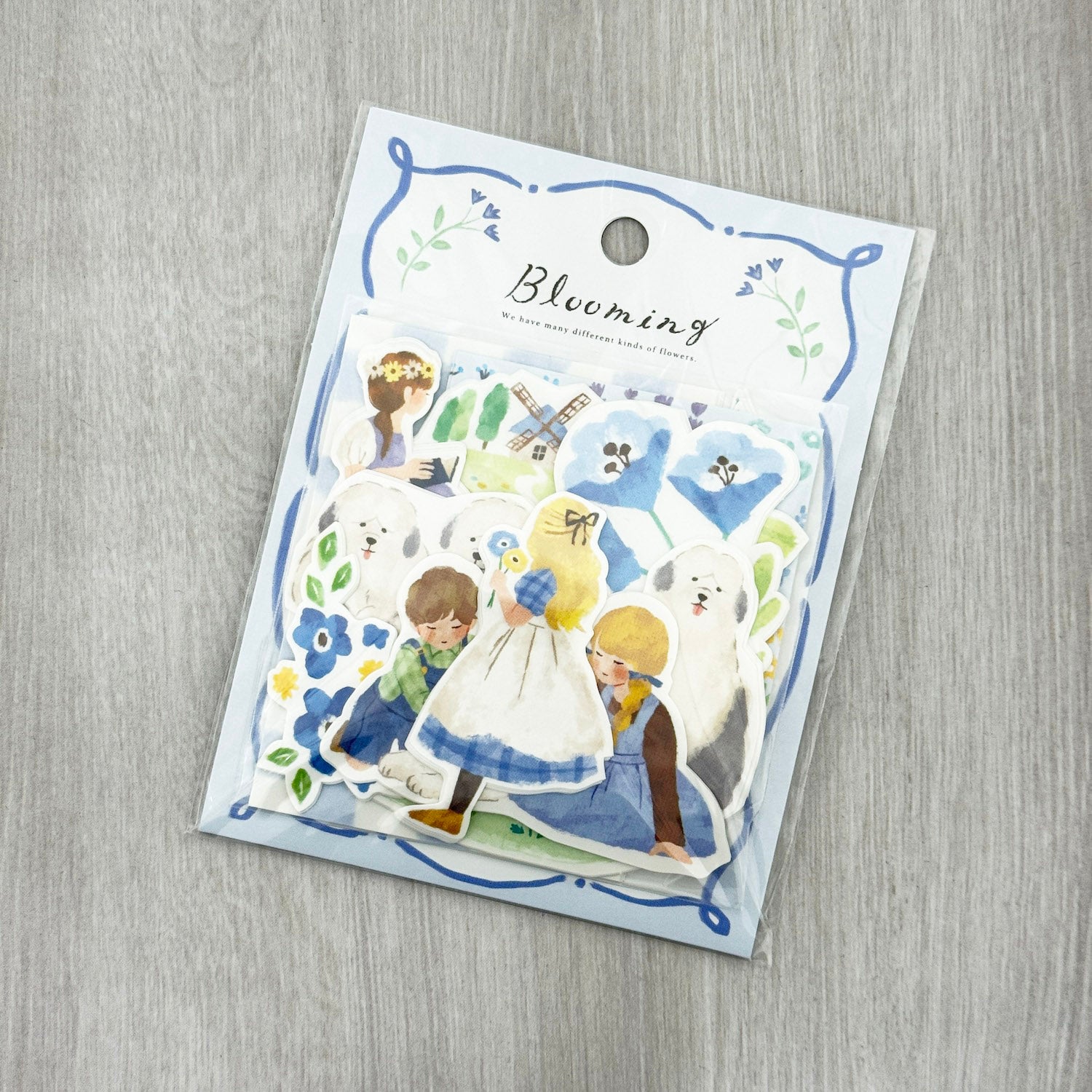 Mind Wave Flake Stickers - Blooming Blue Dog | Papermind Shop