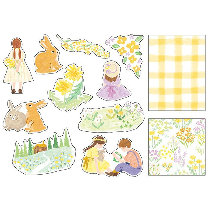 Mind Wave Flake Stickers - Blooming Yellow Rabbit | Papermind Shop