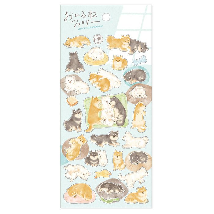 Mind Wave Sticker Sheet - Napping Shiba Dog Family | Papermind Shop
