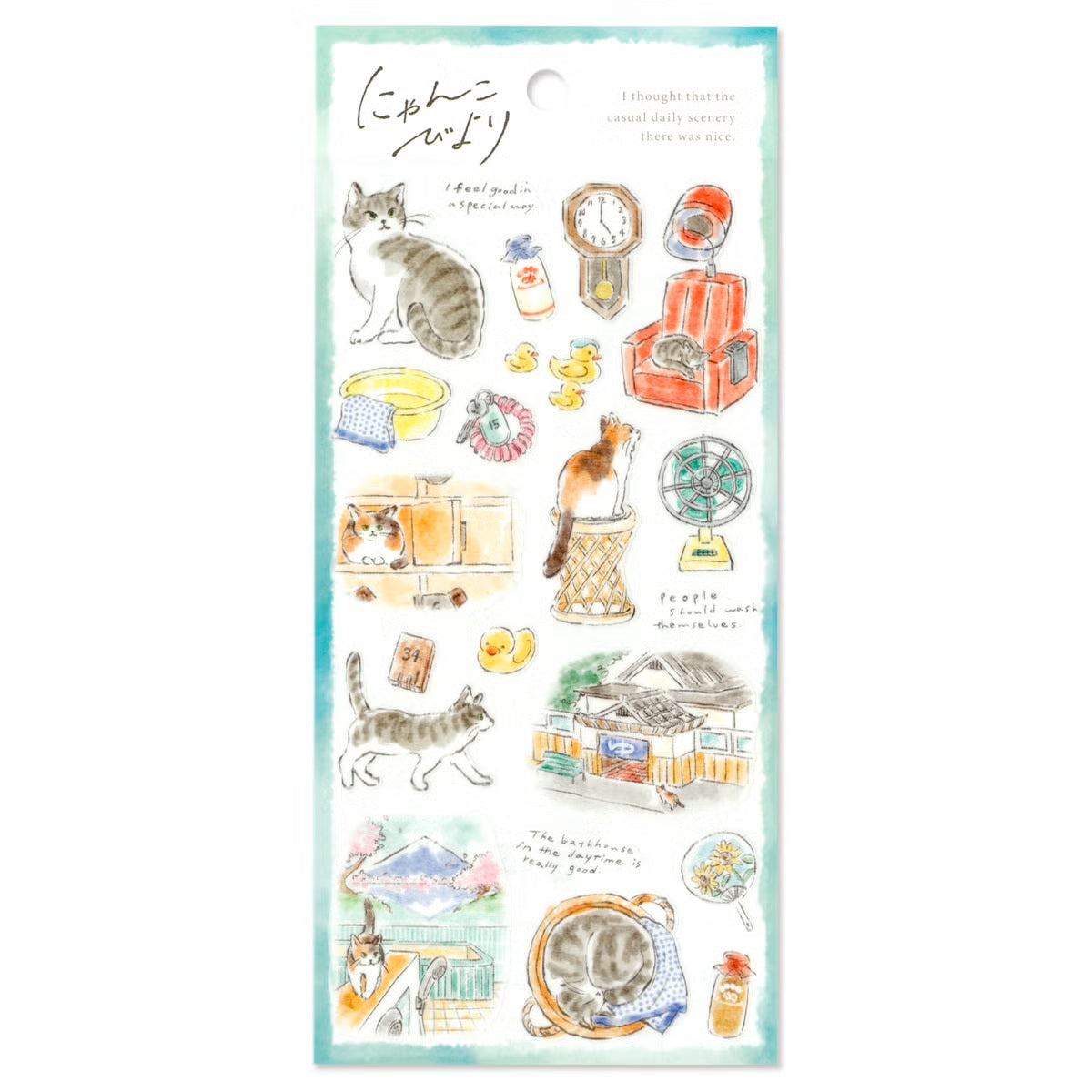 Mind Wave Nyankobiyori Sticker Sheet - Cat at Public Bath