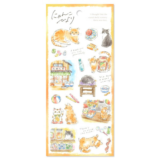 Mind Wave Nyankobiyori Sticker Sheet - Cat at Candy Store