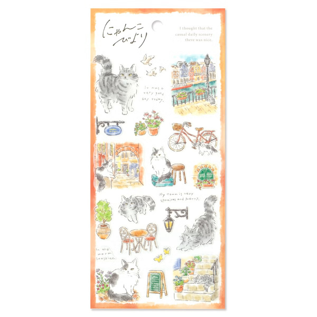 Mind Wave Nyankobiyori Sticker Sheet - Cat at Street Corner