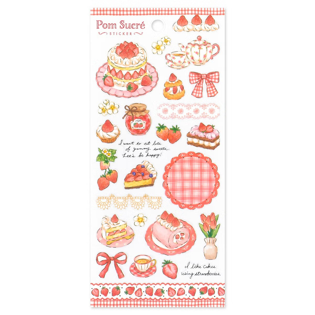 Mind Wave Pom Sucré Sticker Sheet - Red Strawberry Dessert