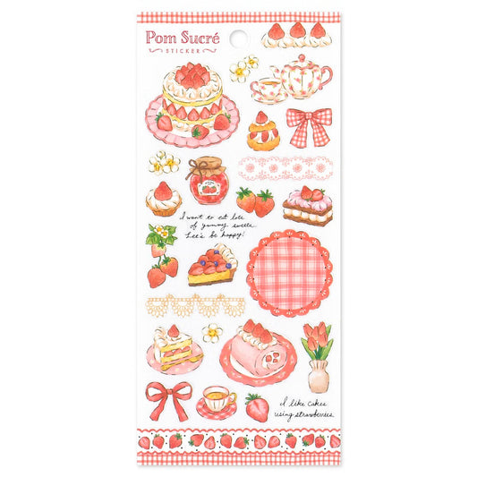 Mind Wave Pom Sucré Sticker Sheet - Red Strawberry Dessert