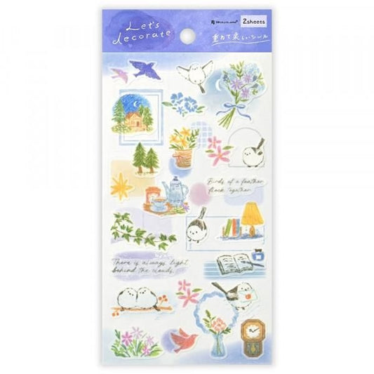 NB Co. Sticker Sheet - Deco Time Duo Long-tailed Tit Bird | Papermind Shop